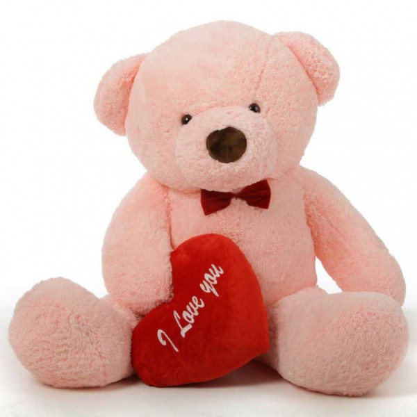 2 feet big pink teddy bear with red I Love You Heart
